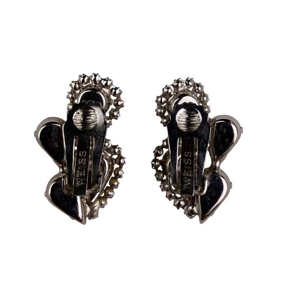 Weiss Womens Aurora Borealis Vintage Necklace & Earrings Set Silver Tone Rhinest - Picture 6 of 9